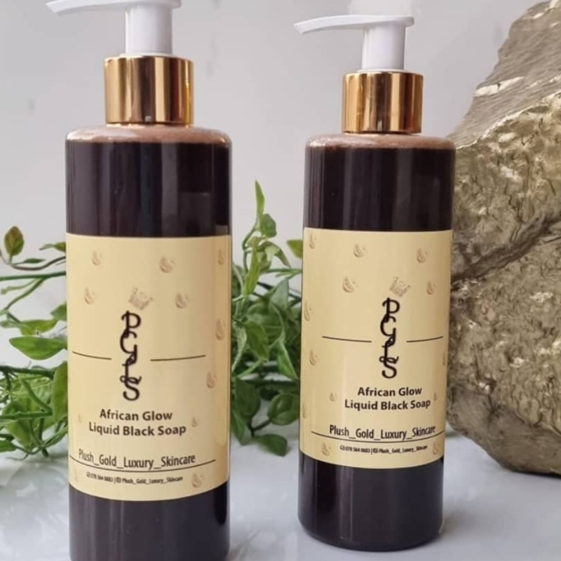 plush_gold_luxury_skincare African Glow Liquid Black Soap